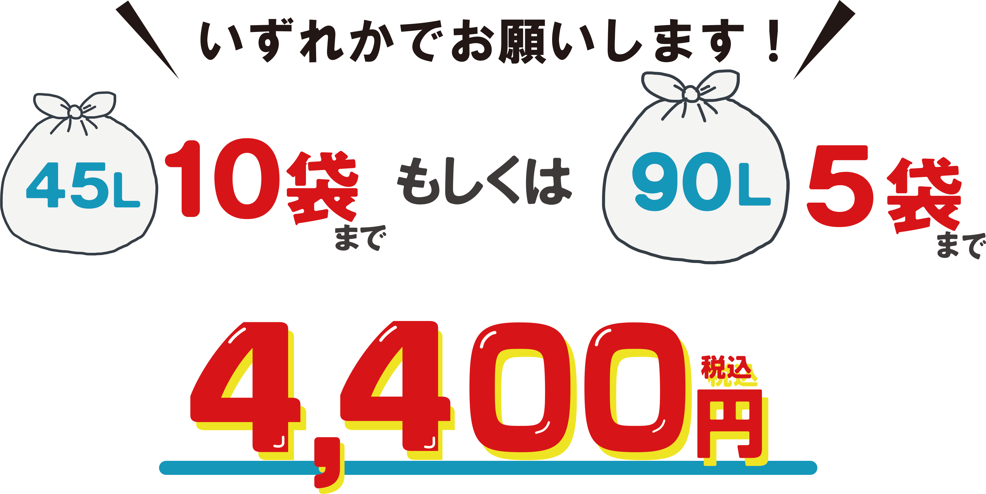 45L 10袋までもしくは、90L ５袋まで4,400円